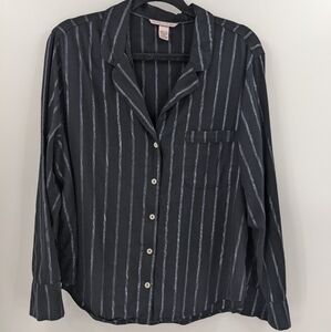 VICTORIA'S SECRET Metallic Stripe Long Sleeve Button Down Pajama Top